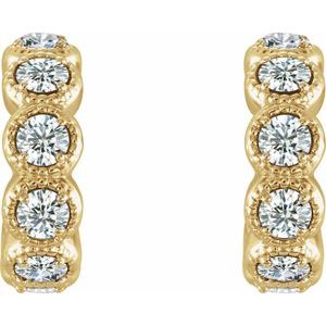 14K Yellow Gold 7/8 CTW Natural Diamond Hoop Earrings