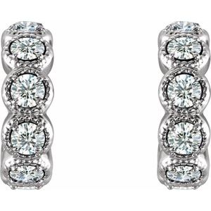 14K White Gold 7/8 CTW Natural Diamond Hoop Earrings – image 2