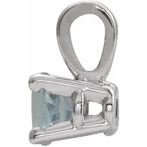 14K White Gold 3 mm Natural Aquamarine Pendant