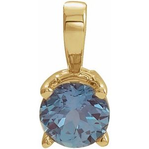 14K Yellow Gold 5 mm Lab-Grown Alexandrite Pendant