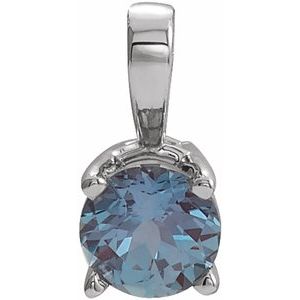 Sterling Silver 4 mm Imitation Alexandrite Pendant