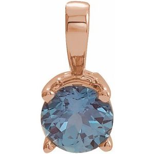 14K Rose Gold 4 mm Lab-Grown Alexandrite Pendant