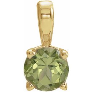14K Yellow Gold 5 mm Natural Peridot Pendant