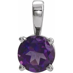 Sterling Silver 5 mm Imitation Amethyst Pendant