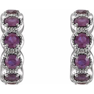 14K White Gold Lab-Grown Alexandrite Hoop Earrings – image 2