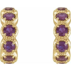 14K Yellow Gold Lab-Grown Alexandrite Hoop Earrings – image 2