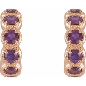 14K Rose Gold Natural Alexandrite Hoop Earrings – image 2
