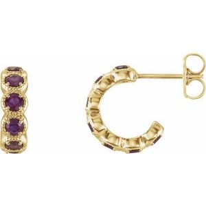 14K Yellow Gold Lab-Grown Alexandrite Hoop Earrings