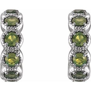Platinum Natural Peridot Hoop Earrings – image 2