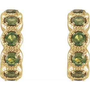 14K Yellow Gold Natural Peridot Hoop Earrings – image 2