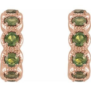 14K Rose Gold Natural Peridot Hoop Earrings – image 2