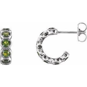 Platinum Natural Peridot Hoop Earrings