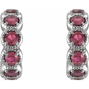 Sterling Silver Natural Pink Tourmaline Hoop Earrings – image 2