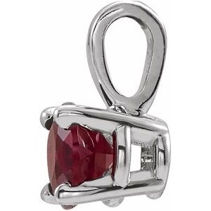 14K White Gold 3 mm Lab-Grown Ruby Pendant
