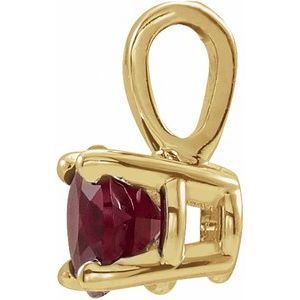 14K Yellow Gold 4 mm Lab-Grown Ruby Pendant