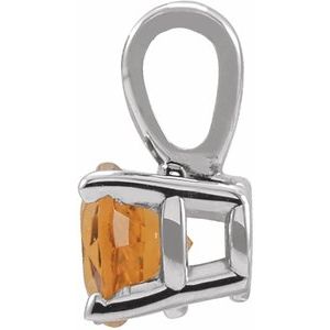 Sterling Silver 3 mm Imitation Citrine Pendant