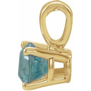 14K Yellow Gold 3 mm Natural Blue Zircon Pendant