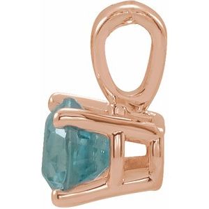14K Rose Gold 6 mm Natural Blue Zircon Pendant
