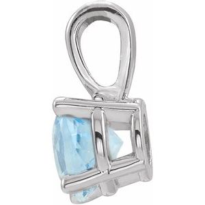 14K White Gold 6 mm Natural Aquamarine Pendant