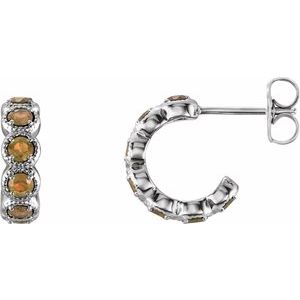 Platinum Natural Citrine Hoop Earrings