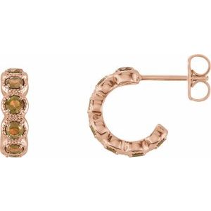 14K Rose Gold Natural Citrine Hoop Earrings