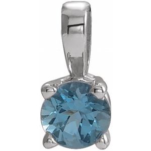 Platinum 3 mm Natural Aquamarine Pendant