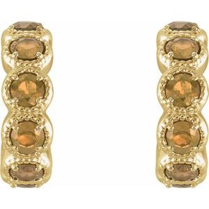 14K Yellow Gold Natural Citrine Hoop Earrings