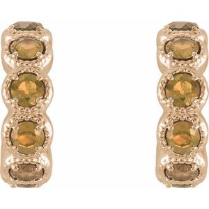 14K Rose Gold Natural Citrine Hoop Earrings – image 2