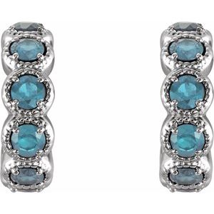 Platinum Natural Blue Zircon Hoop Earrings – image 2