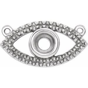 10K White Gold Accented Evil Eye Necklace Center