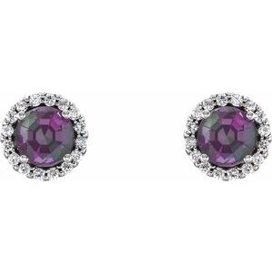 Platinum 3.5 mm Natural Alexandrite & 1/10 CTW Natural Diamond Earrings – image 2