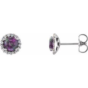 Platinum 3.5 mm Lab-Grown Alexandrite & 1/10 CTW Natural Diamond Earrings