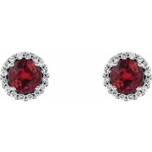 Sterling Silver 4 mm Lab-Grown Ruby & 1/10 CTW Natural Diamond Earrings – image 2