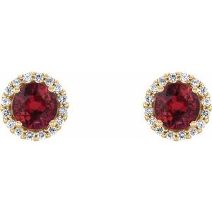 14K Yellow Gold 3 mm Natural Ruby & 1/10 CTW Natural Diamond Earrings – image 2