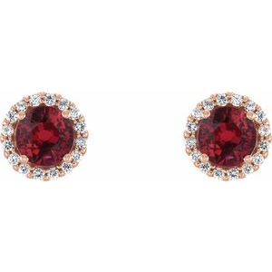 14K Rose Gold 4 mm Natural Ruby & 1/10 CTW Natural Diamond Earrings – image 2
