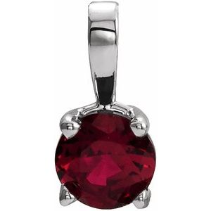 Sterling Silver 6 mm Imitation Ruby Pendant