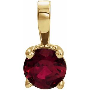 14K Yellow Gold 5 mm Natural Ruby Pendant