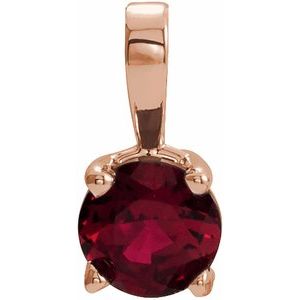 14K Rose Gold 4 mm Lab-Grown Ruby Pendant