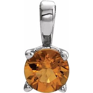 Sterling Silver 4 mm Imitation Citrine Pendant