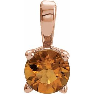 14K Rose Gold 3 mm Natural Citrine Pendant