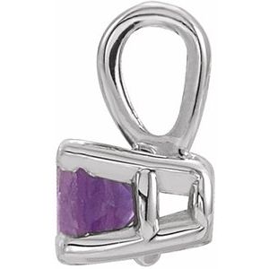 Sterling Silver 6 mm Imitation Amethyst Pendant