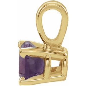 14K Yellow Gold 5 mm Natural Amethyst Pendant