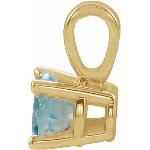 14K Yellow Gold 4 mm Natural Aquamarine Pendant