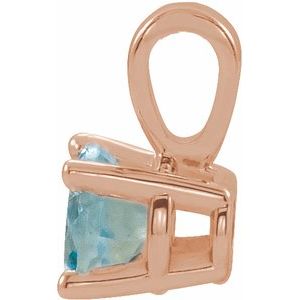 14K Rose Gold 4 mm Natural Aquamarine Pendant