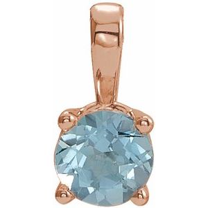 14K Rose Gold 5 mm Natural Aquamarine Pendant