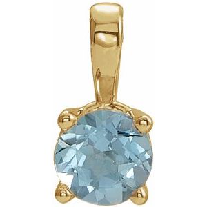 14K Yellow Gold 4 mm Natural Aquamarine Pendant