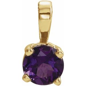 14K Yellow Gold 4 mm Natural Amethyst Pendant
