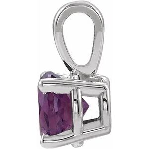 Sterling Silver 5 mm Imitation Amethyst Pendant