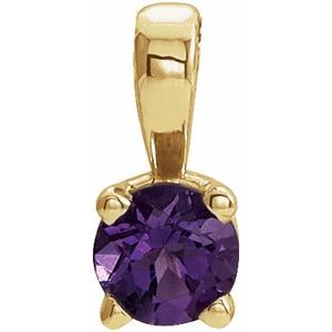 14K Yellow Gold 3 mm Natural Amethyst Pendant