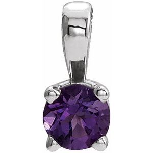 14K White Gold 3 mm Natural Amethyst 16-18" Necklace